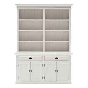 Homeroots 87" White Solid Wood Side Board With Hutch   397119
