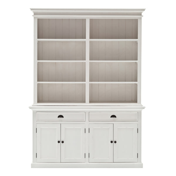 Homeroots 87" White Solid Wood Side Board With Hutch   397119