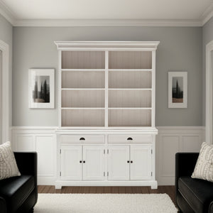 Homeroots 87" White Solid Wood Side Board With Hutch   397119