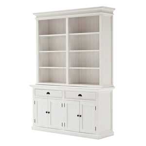 Homeroots 87" White Solid Wood Side Board With Hutch   397119