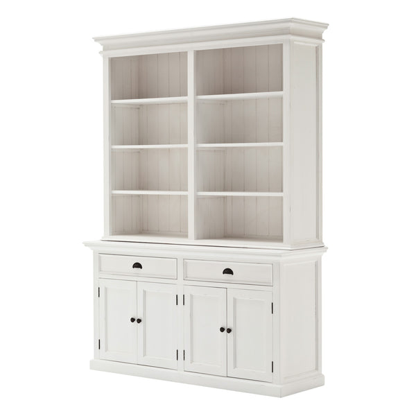 Homeroots 87" White Solid Wood Side Board With Hutch   397119