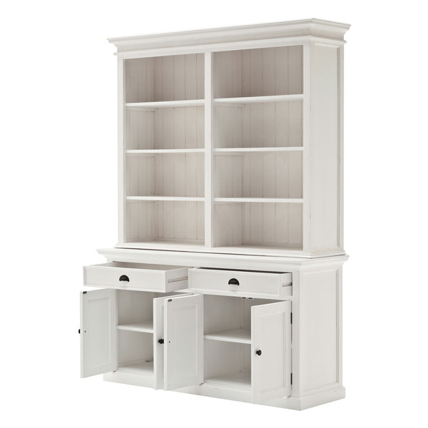 Homeroots 87" White Solid Wood Side Board With Hutch   397119