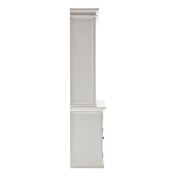 Homeroots 87" White Solid Wood Side Board With Hutch   397119