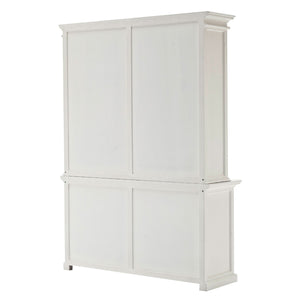 Homeroots 87" White Solid Wood Side Board With Hutch   397119