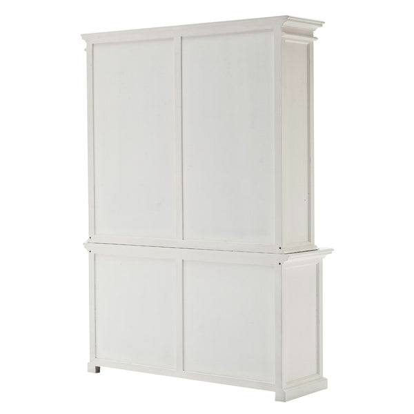Homeroots 87" White Solid Wood Side Board With Hutch   397119