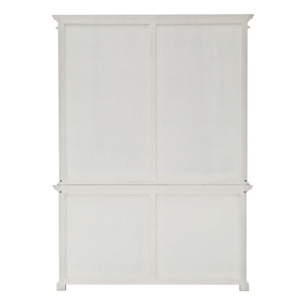 Homeroots 87" White Solid Wood Side Board With Hutch   397119