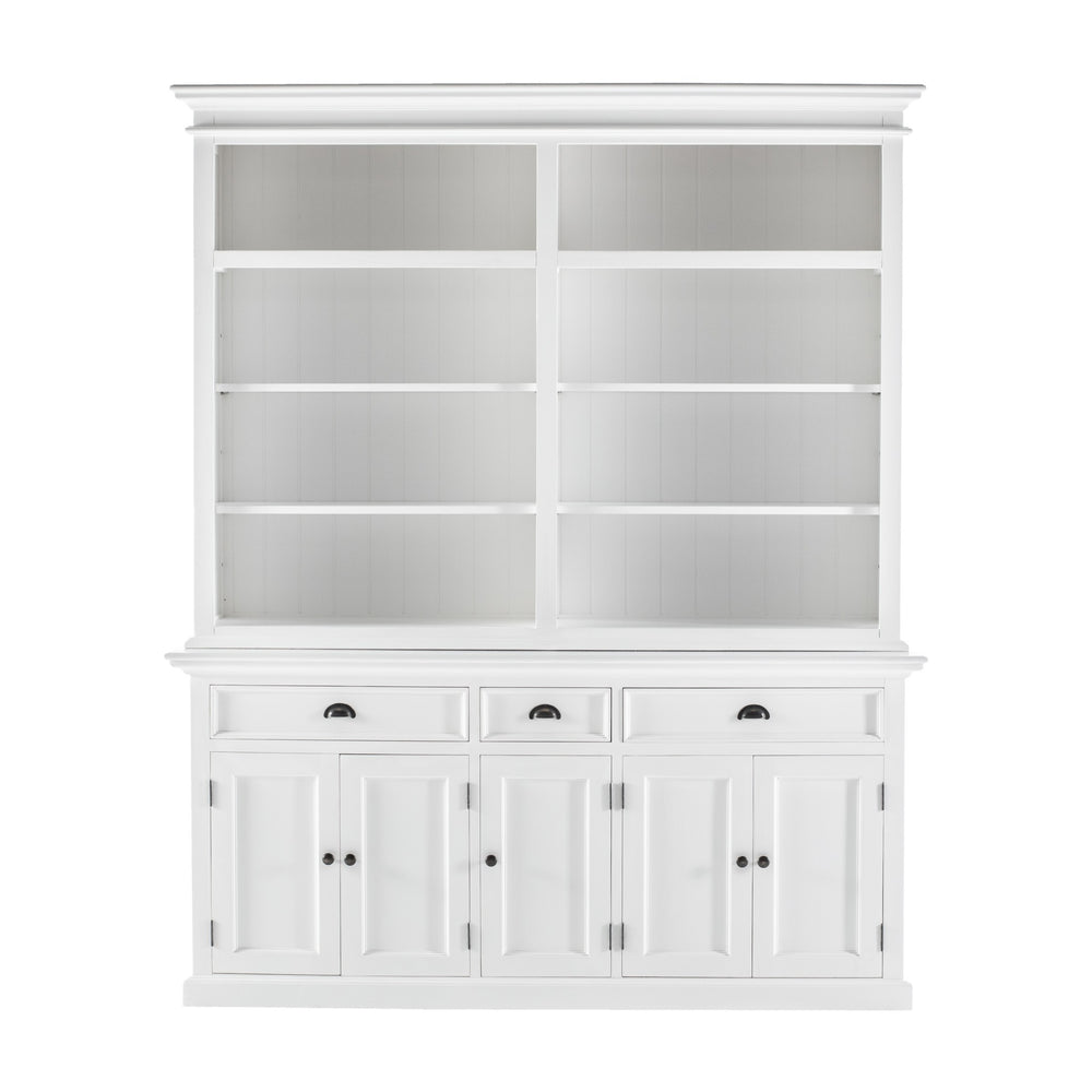 Homeroots 87" White Solid Wood Four Tier Bookcase   397120