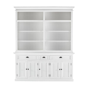 Homeroots 87" White Solid Wood Four Tier Bookcase   397120