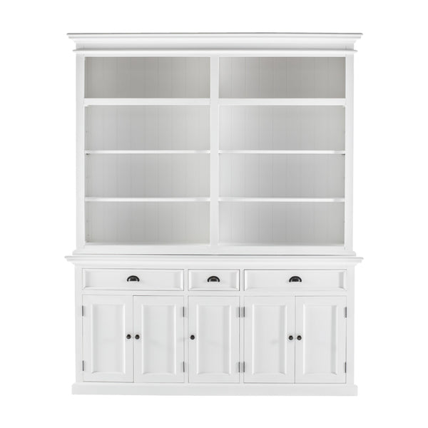 Homeroots 87" White Solid Wood Four Tier Bookcase   397120