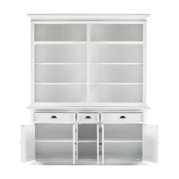 Homeroots 87" White Solid Wood Four Tier Bookcase   397120
