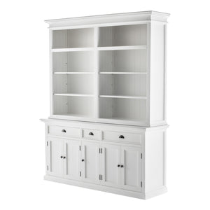 Homeroots 87" White Solid Wood Four Tier Bookcase   397120