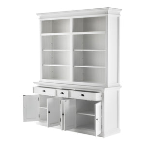 Homeroots 87" White Solid Wood Four Tier Bookcase   397120