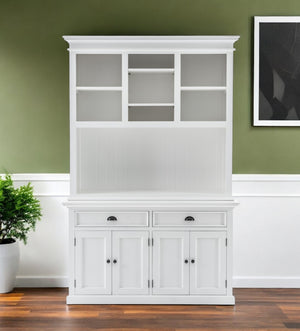 Homeroots 87" White Solid Wood Adjustable Two Tier Bookcase   397121