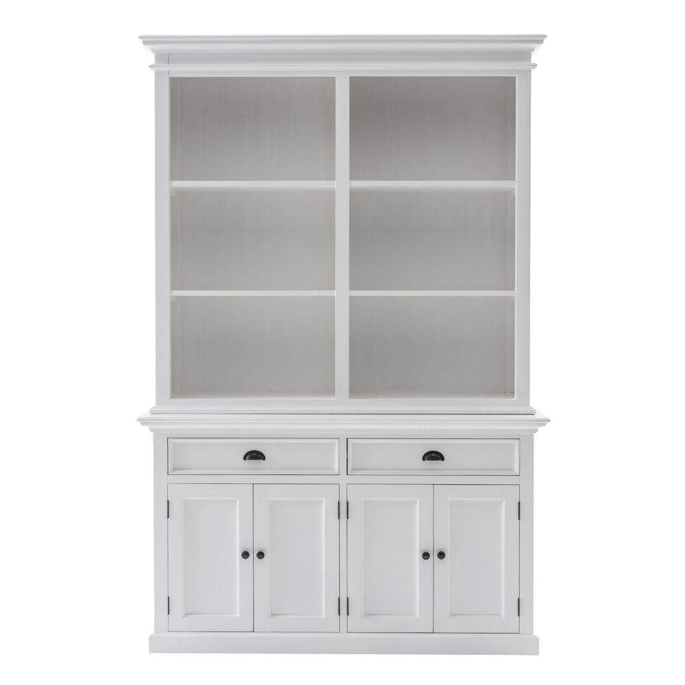 Homeroots 87" White Solid Wood Adjustable Four Tier Bookcase   397122