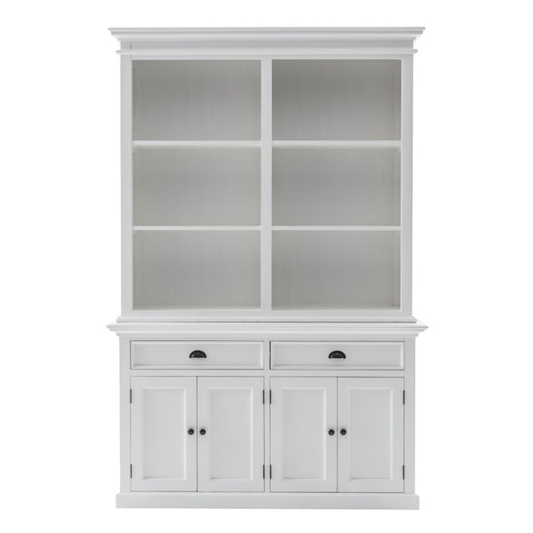 HomeRoots 87" White Solid Wood Four-Tier Bookcase with Adjustable Shelves for Stylish Storage & Display Options 397122