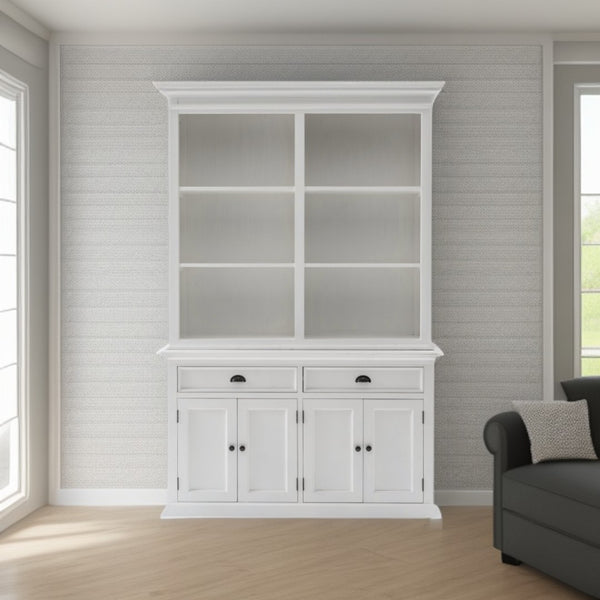 HomeRoots 87" White Solid Wood Four-Tier Bookcase with Adjustable Shelves for Stylish Storage & Display Options 397122