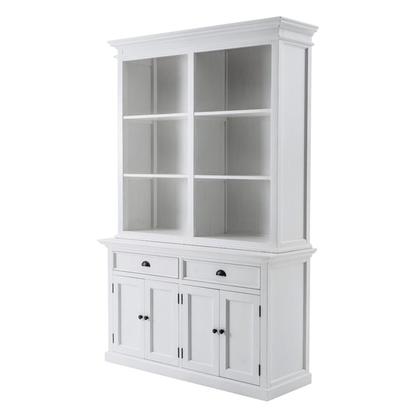 HomeRoots 87" White Solid Wood Four-Tier Bookcase with Adjustable Shelves for Stylish Storage & Display Options 397122