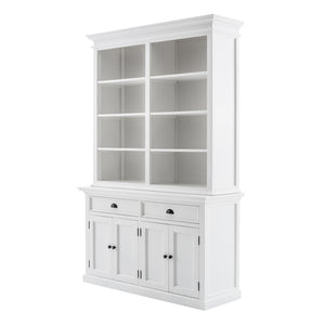 Homeroots 87" White Solid Wood Adjustable Four Tier Bookcase   397123