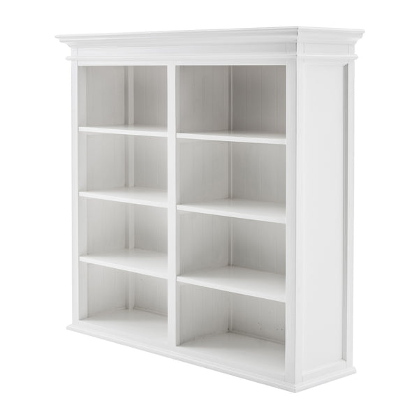 Homeroots 87" White Solid Wood Adjustable Four Tier Bookcase   397123