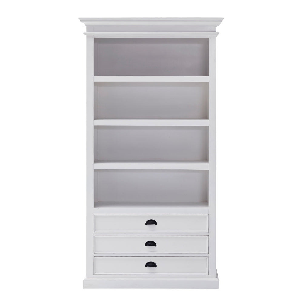 Homeroots 75" White Solid Wood Four Tier Bookcase   397124