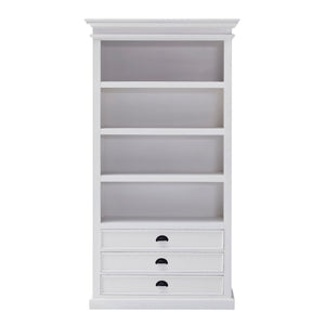 Homeroots 75" White Solid Wood Four Tier Bookcase   397124