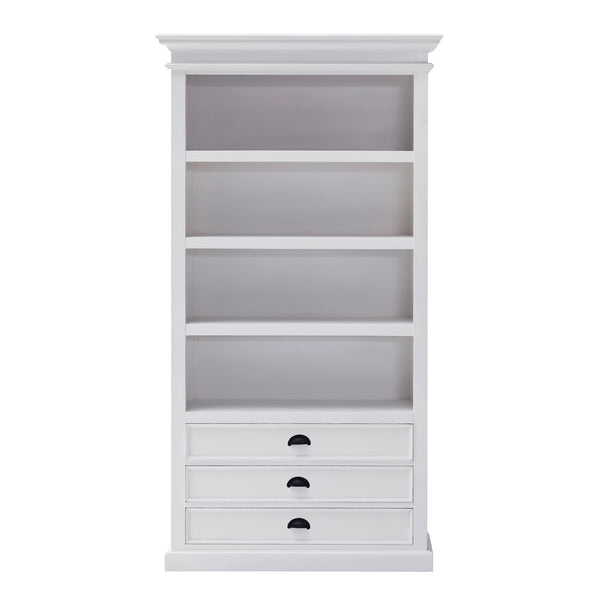 Homeroots 75" White Solid Wood Four Tier Bookcase   397124