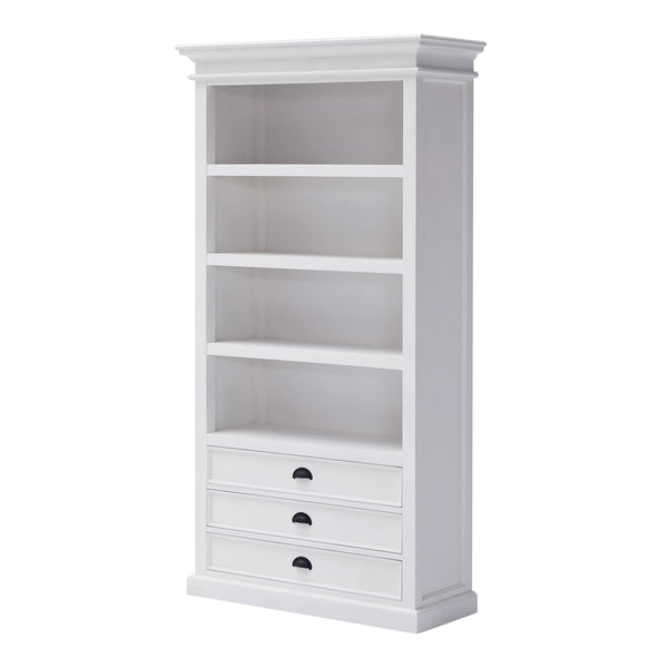 Homeroots 75" White Solid Wood Four Tier Bookcase   397124