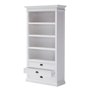 Homeroots 75" White Solid Wood Four Tier Bookcase   397124
