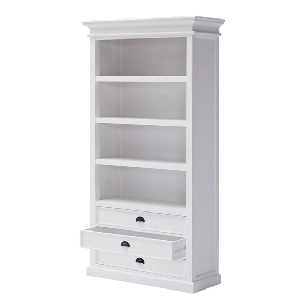 Homeroots 75" White Solid Wood Four Tier Bookcase   397124