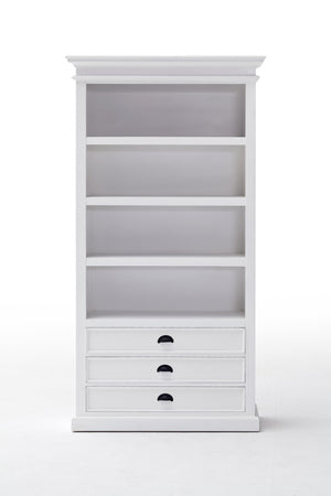 Homeroots 75" White Solid Wood Four Tier Bookcase   397124