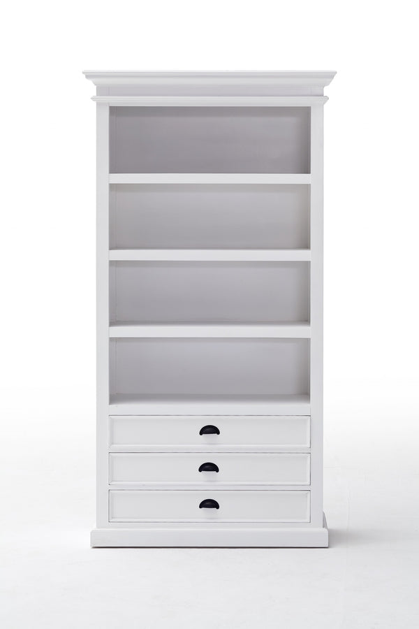 Homeroots 75" White Solid Wood Four Tier Bookcase   397124