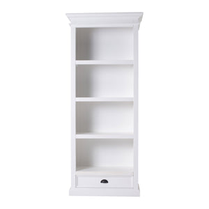 Homeroots 75" White Solid Wood Four Tier Bookcase   397125