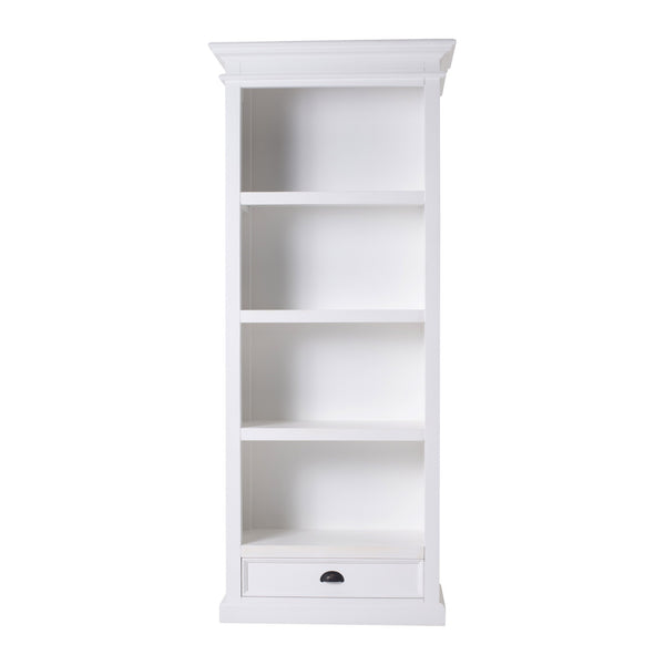 Homeroots 75" White Solid Wood Four Tier Bookcase   397125