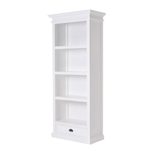 Homeroots 75" White Solid Wood Four Tier Bookcase   397125