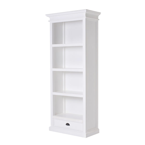 Homeroots 75" White Solid Wood Four Tier Bookcase   397125