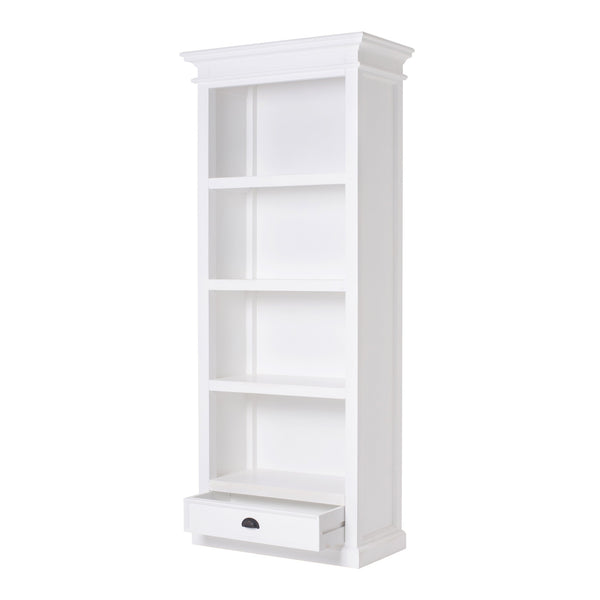 Homeroots 75" White Solid Wood Four Tier Bookcase   397125