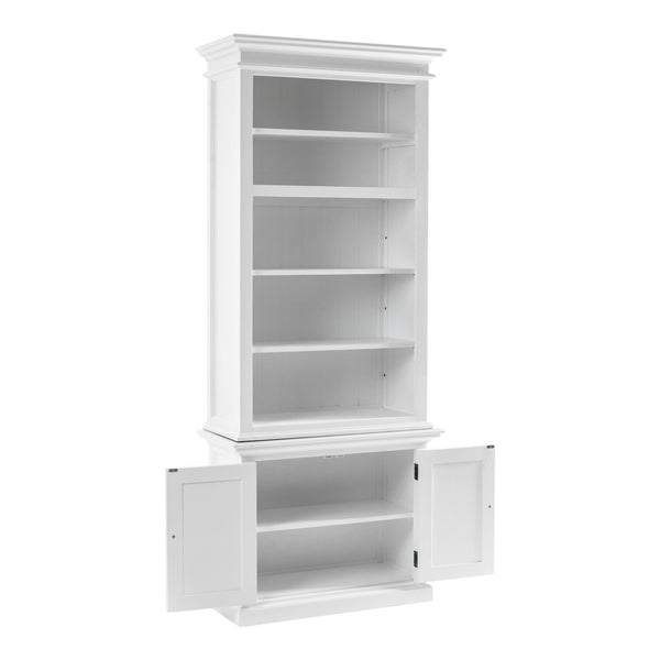 Homeroots 87" White Solid Wood Adjustable Four Tier Bookcase   397126