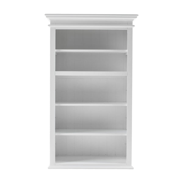Homeroots 87" White Solid Wood Adjustable Four Tier Bookcase   397126