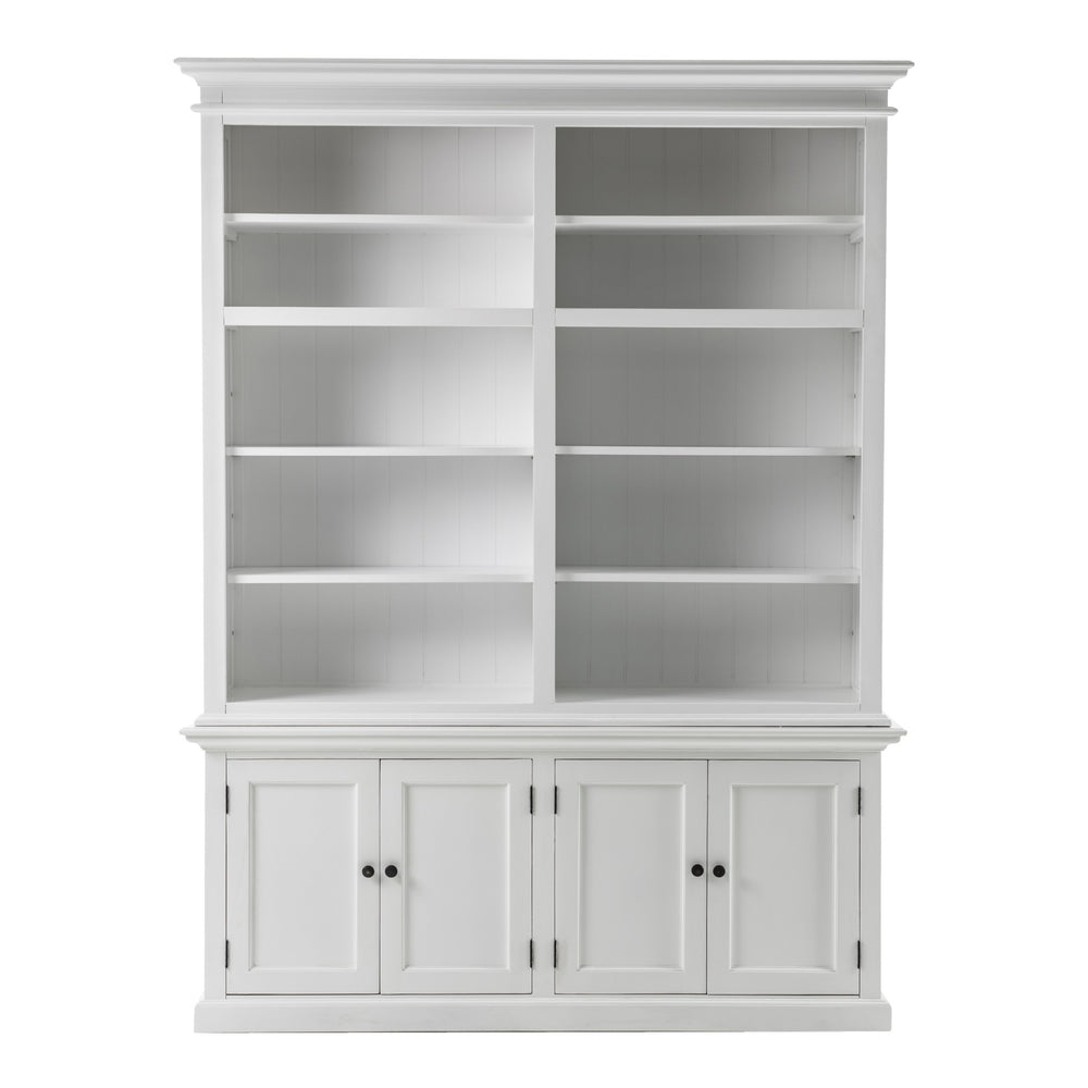 Homeroots 87" White Solid Wood Adjustable Four Tier Bookcase   397127
