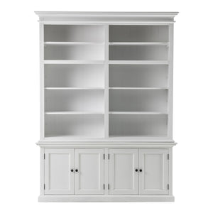 Homeroots 87" White Solid Wood Adjustable Four Tier Bookcase   397127