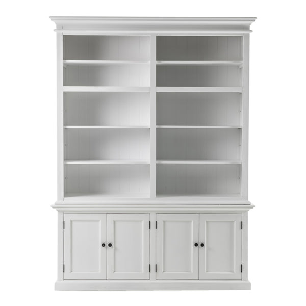 Homeroots 87" White Solid Wood Adjustable Four Tier Bookcase   397127