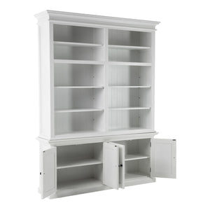 Homeroots 87" White Solid Wood Adjustable Four Tier Bookcase   397127