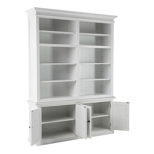 Homeroots 87" White Solid Wood Adjustable Four Tier Bookcase   397127