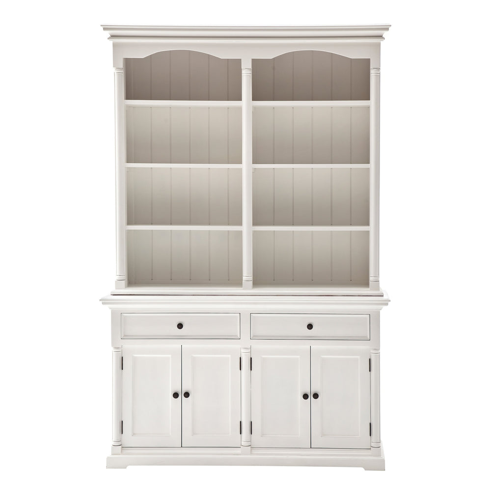 Homeroots 87" White Wood Sideboard With Hutch And Two Drawers   397129
