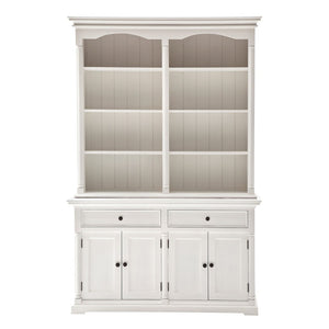 HomeRoots 87" White Wood Sideboard with Hutch - Handcrafted Mahogany Storage for Vintage Charm & Style 397129