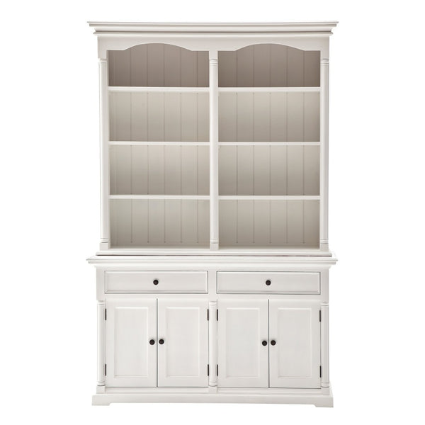 HomeRoots 87" White Wood Sideboard with Hutch - Handcrafted Mahogany Storage for Vintage Charm & Style 397129