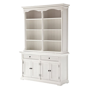 HomeRoots 87" White Wood Sideboard with Hutch - Handcrafted Mahogany Storage for Vintage Charm & Style 397129