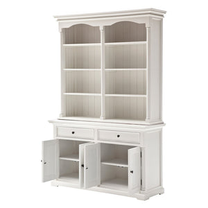 HomeRoots 87" White Wood Sideboard with Hutch - Handcrafted Mahogany Storage for Vintage Charm & Style 397129
