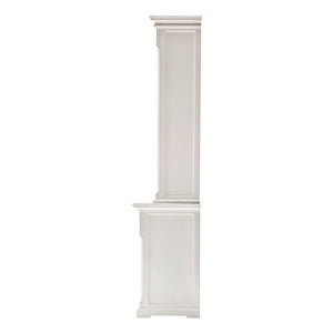 HomeRoots 87" White Wood Sideboard with Hutch - Handcrafted Mahogany Storage for Vintage Charm & Style 397129