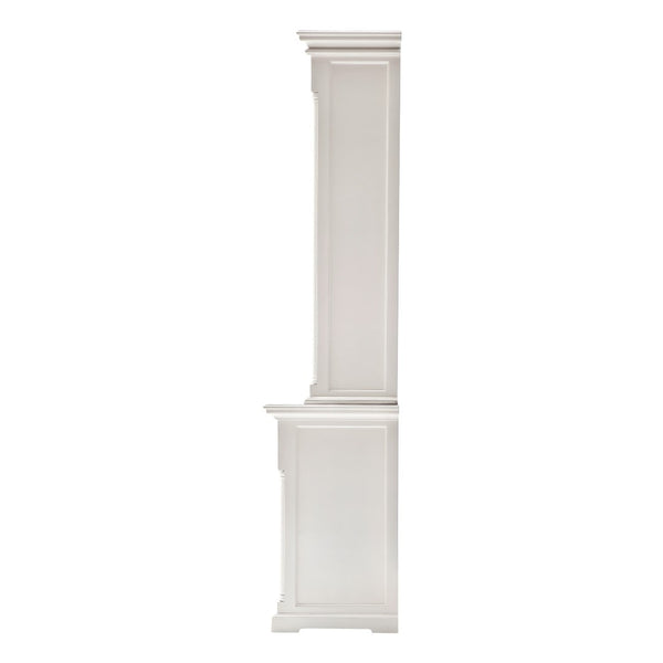 HomeRoots 87" White Wood Sideboard with Hutch - Handcrafted Mahogany Storage for Vintage Charm & Style 397129